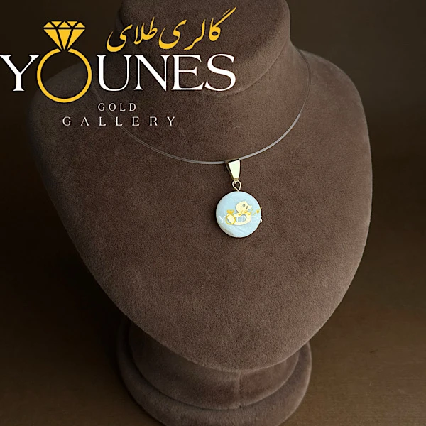 آویز طلا سنگ صدف اردک کوچیک